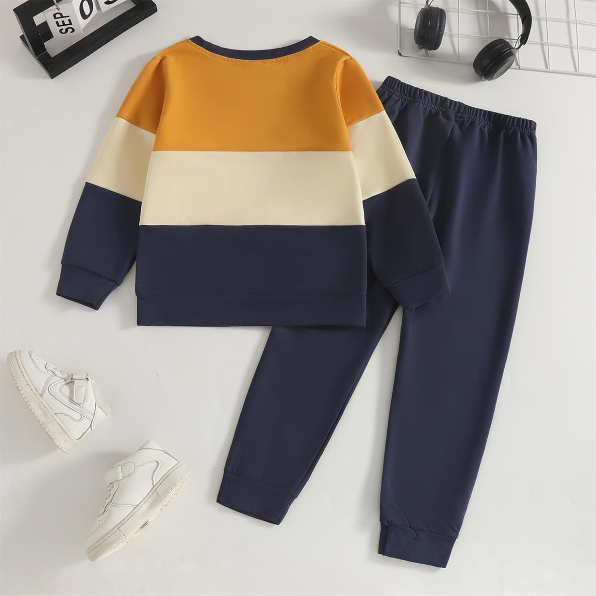⁦Yoxindax Toddler Kid Boy Clothe Colorblock Letter Fall Winter 2PC Outfit Set⁩ - الصورة ⁦7⁩