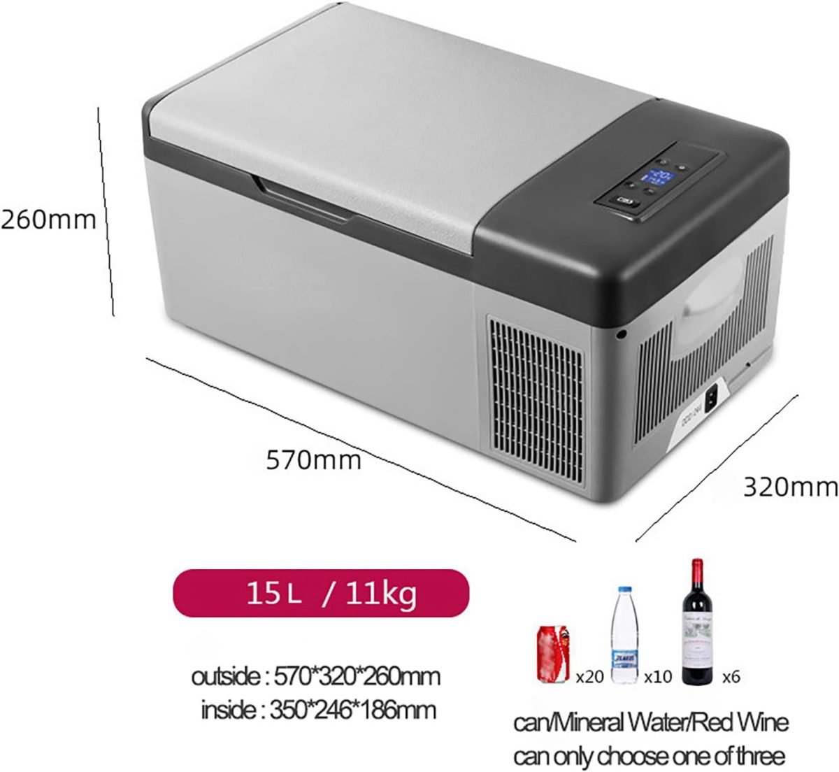 ⁦Car Fridge, 15L Portable Car Refrigerator,Phone App Adjusts The Temperature + 45° Shockproof + LED Lighting,AC+DC(/24V) Mini Fridge,For Camping, Road Trip, Picnic / -20℃ Zeenyi⁩ - الصورة ⁦3⁩