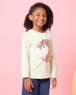 ⁦REDTAG Girls Pony Embellished T-Shirt⁩ - الصورة ⁦2⁩