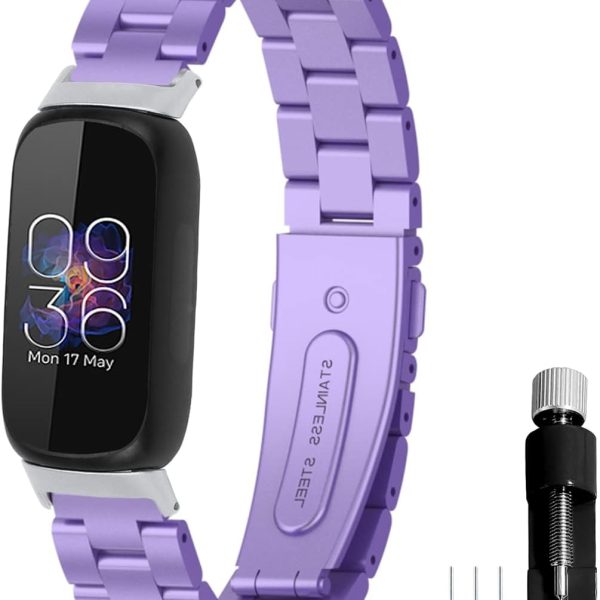 Gheper Metal Watchband Compatible with Fitbit inspire 3 Stainless Steel Wrist Strap Bracelet Replacement for inspire3 Smartwatch Accessory for Women Men