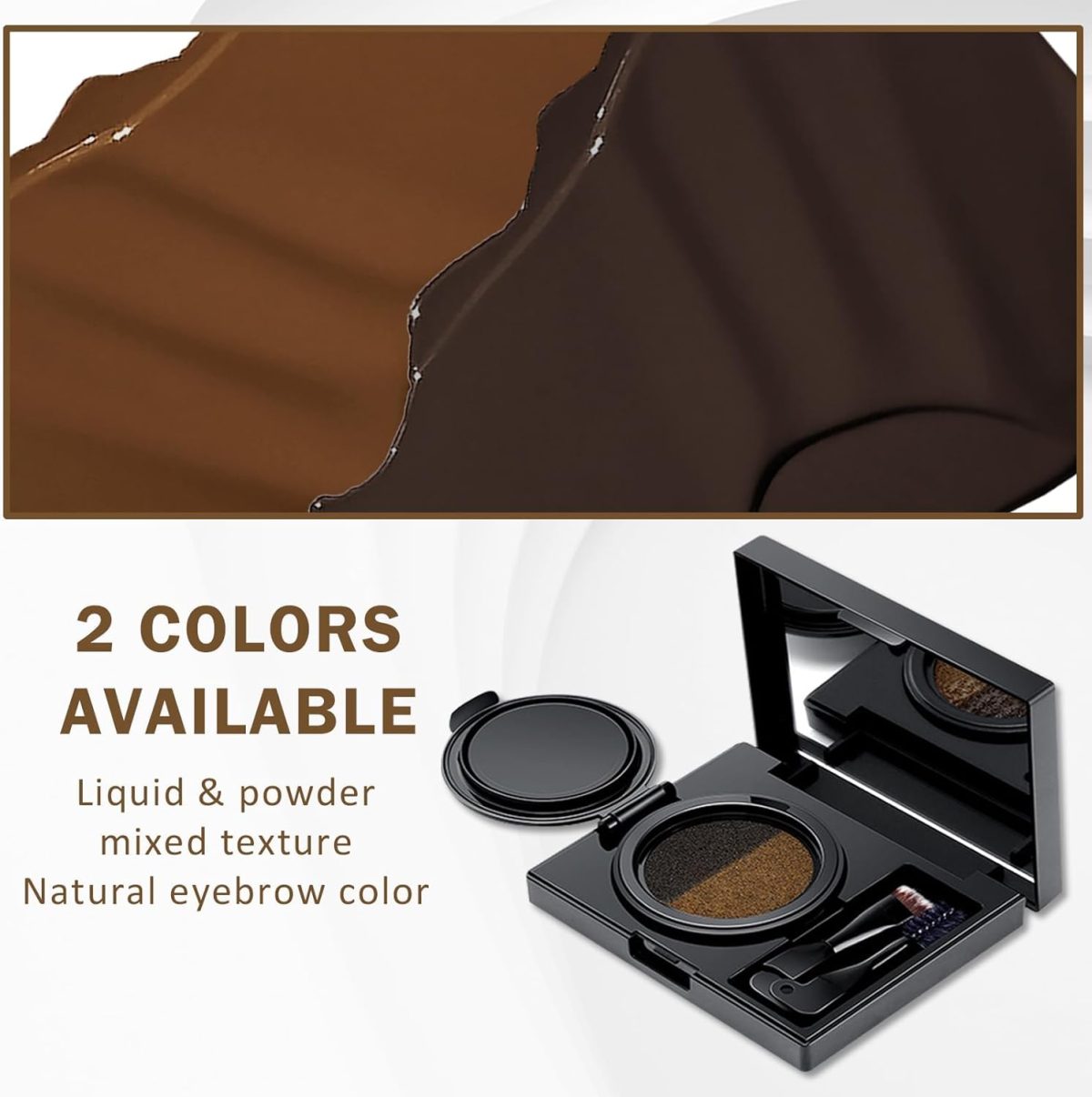 ⁦Azonee Air Cushion Eyebrow Gel Kit, Dark Brown and Light Brown Eyebrow Gel with Dual-Ended Eyebrow Brush, Clear Brow Gel, Trimmer, Long Lasting Waterproof Eyebrow Cream for Brow Shaping and Styling⁩ - الصورة ⁦3⁩