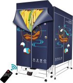 Portable Dryer, Foldable 1500W Electric Clothes Dryer, Clothes Drying Rack with Remote Control, Large Capacity Portable Laundry Drying Wardrobe for Home, Apartments, Dormitory, Travel