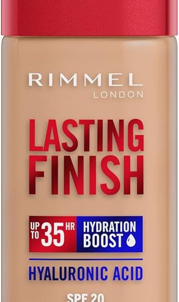 Rimmel London Lasting Finish 35 Hour, 160 Vanilla, Foundation, Long-Wearing, Hydrating, Vegan Formula, Full-Coverage, 30ml (1oz)