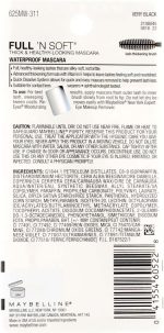 ⁦Maybelline Full 'N Soft Waterproof Mascara, Very Black [311], 0.28 oz (Pack of 2)⁩ - الصورة ⁦2⁩