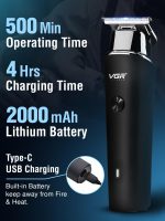 ⁦VGR V-933 Professional Corded & Cordless Hair Trimmer Runtime:500 minutes (Black)⁩ - الصورة ⁦4⁩