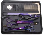Purple Dragon 5.5 inch Hair Cutting Scissors Set with Razor, Leather Scissors Case, Barber Hair Cutting Shears Hair Thinning/Texturizing Shears for Professional Hairdresser or Home Use ()