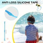 ⁦HANNEA® UV400 Kids Sunglasses for Boys Girls Aged 6-12, Sunglasses for Kids with Box, Blue Silicone Rope, Fashion Yellow Frame and Blue Legs Goggles, Polarizing Gray Sheet⁩ - الصورة ⁦4⁩