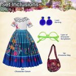 ⁦Home Smart Princess Costume Dress with Glasses and Ear Clip And Bag for Girls Ideal Gift for Birthday or Any Special Occasions⁩ - الصورة ⁦3⁩