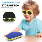 ⁦HANNEA® UV400 Kids Sunglasses for Boys Girls Aged 6-12, Sunglasses for Kids with Box, Blue Silicone Rope, Fashion Yellow Frame and Blue Legs Goggles, Polarizing Gray Sheet⁩ - الصورة ⁦7⁩