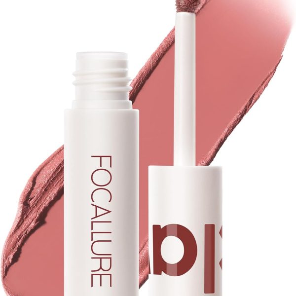 FOCALLURE Velvet Matte Liquid Lipstick, Satin-Finish Full Coverage Lip Color, High Pigmented Lip Stain for Cheeks and Lips Tint, Smooth Soft Lip Makeup, Lightweight, Quick-Drying, Milk Tea