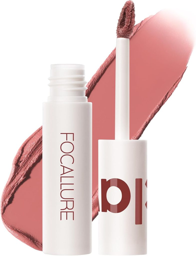 FOCALLURE Velvet Matte Liquid Lipstick, Satin-Finish Full Coverage Lip Color, High Pigmented Lip Stain for Cheeks and Lips Tint, Smooth Soft Lip Makeup, Lightweight, Quick-Drying, Milk Tea