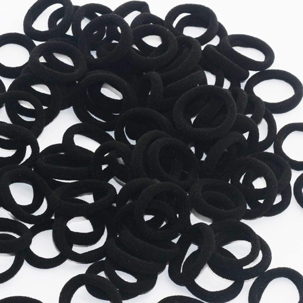 Manshui 200 Pieces Small Seamless Hair ties, Elastic Hair band, Ponytail Holders for Children and Little Girls’ Hair Accessory (Black)