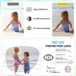 ⁦HANNEA® UV400 Kids Sunglasses for Boys Girls Aged 6-12, Sunglasses for Kids with Box, Blue Silicone Rope, Fashion Yellow Frame and Blue Legs Goggles, Polarizing Gray Sheet⁩ - الصورة ⁦5⁩
