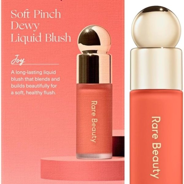 Rare Beauty Soft Pinch Liquid Blush Mini Lightweight, Buildable Blush for Natural Flush, Travel-Friendly Size, Infused with Joyful Color- 3.2ml - Joy