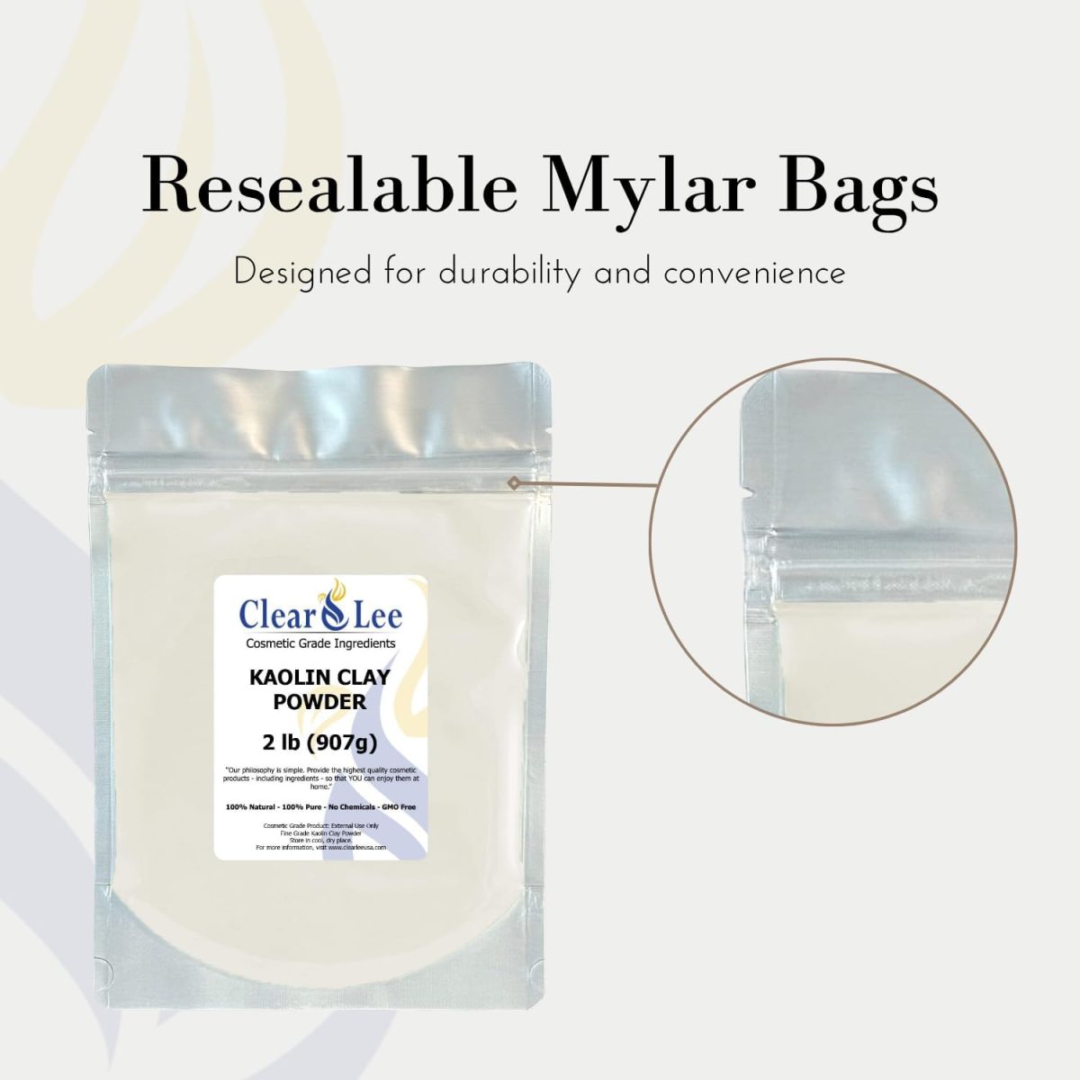 ⁦ClearLee Kaolin Clay Cosmetic Grade Powder - 100% Pure Natural Powder - Great For Skin Detox, Rejuvenation, and More - Heal Damaged Skin - DIY Clay Face Mask (8 oz)⁩ - الصورة ⁦6⁩