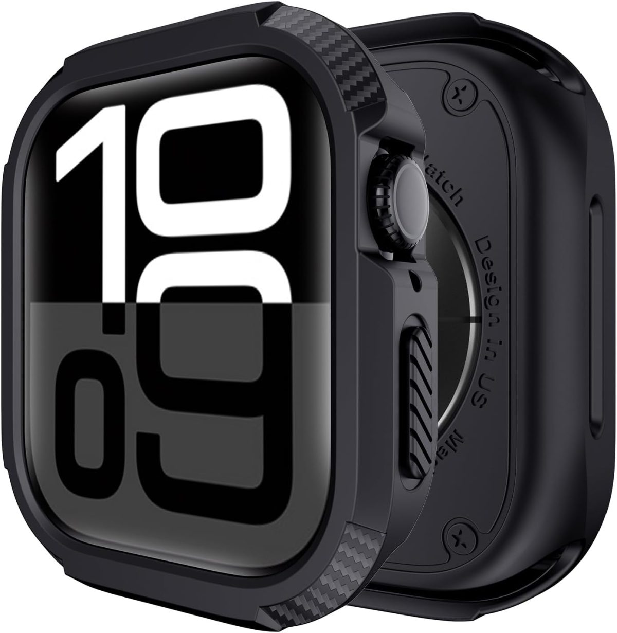 VEMIGON Rugged Armor Cover Case Compatible with Apple Watch Series 10 46mm, Full Protection Military Grade, Soft Flexible Shockproof Resist Sport iWatch Bumper - (S10-46mm Black)