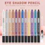 ⁦Matte Eyeshadow Pencil Set with Sharpener Cover, Long Lasting Glitter Eyeshadow Stick Waterproof Shiny Colored Sticks Metallic Eyeshadow Pencil Crayon Eye Brightener Makeu p for Women and Girls⁩ - الصورة ⁦4⁩