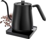 SKY-TOUCH 1000W Electric Kettle : 4 Min Quick Heating Electric Gooseneck Kettles with Auto Shut Off Anti-dry Protection 304 Stainless Steel Inner & Lid for Pour-over Coffee & Tea Matt (800ml Black)