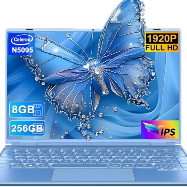 Laptop 14 Inch Celeron N5095 Up to 2.9Ghz, Win 11 Laptop with 8+256GB SSD Extension 1TB, Notebook Support 5G WiFi丨Bluetooth 4.2丨Cooling Fan丨1920*1200丨Mouse and Keyboard Protector-Blue