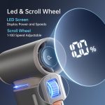 ⁦JISULIFE Portable Handheld Turbo Fan, 100 Speeds Adjustable Mini Personal Fan, 9000mAh USB Rechargeable Fan Battery Operated, LED Display, Metal Shell with Accessories Gifts for Men Women Travel-Brown⁩ - الصورة ⁦3⁩