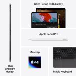 ⁦Apple iPad Pro 13-inch (M4): Ultra Retina XDR display, 256GB, Landscape 12MP Front Camera/12MP Back Camera, LiDAR scanner, Wi-Fi 6E, Face ID, All-Day Battery Life, Standard glass - Space Black⁩ - الصورة ⁦5⁩