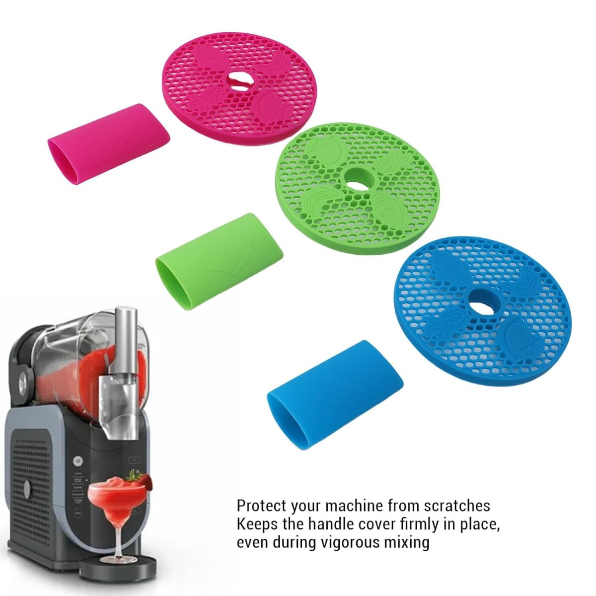 ⁦NOENNULL 3 Pack Handle Cover and Drip Tray Set Fit for FS301 FS300 Slushie Machine Silicone Drip Tray Insert Slushie Machine Accessories⁩ - الصورة ⁦3⁩