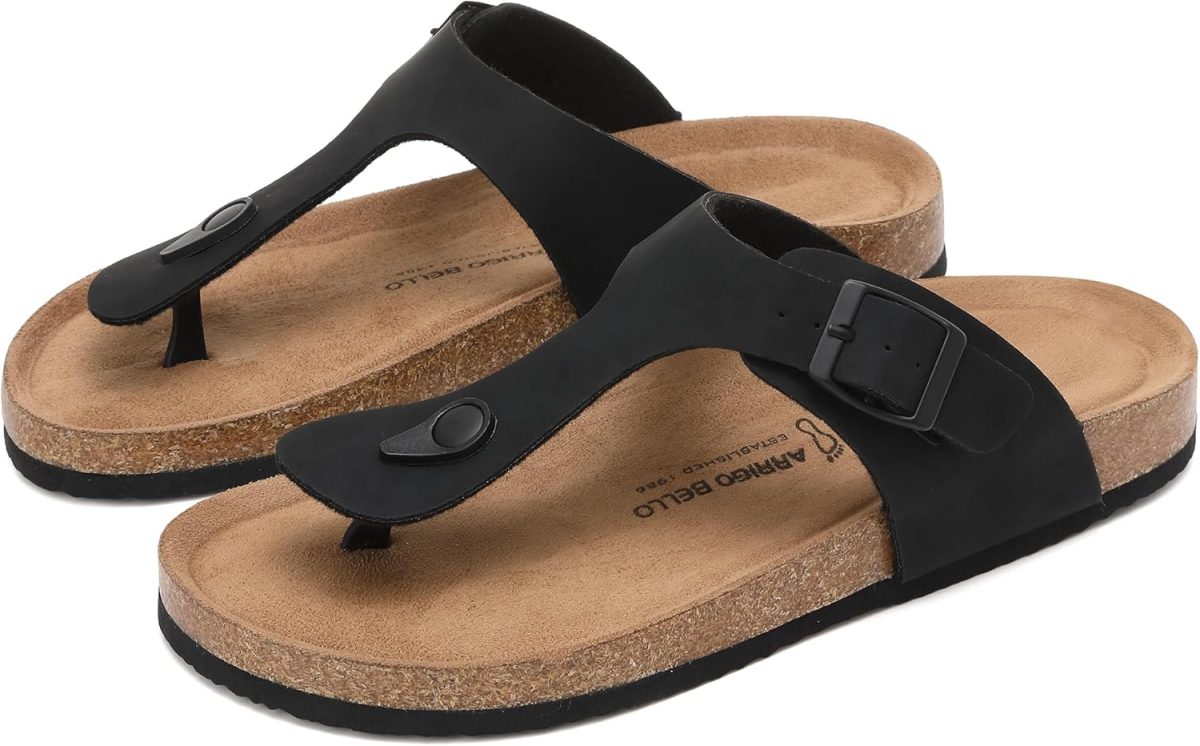 ⁦ARRIGO BELLO Thong Sandals Mens Flip Flops Beach Outdoor Slippers Non Slip Leather Fashion Versatile Sandal Size 41-46⁩ - الصورة ⁦4⁩