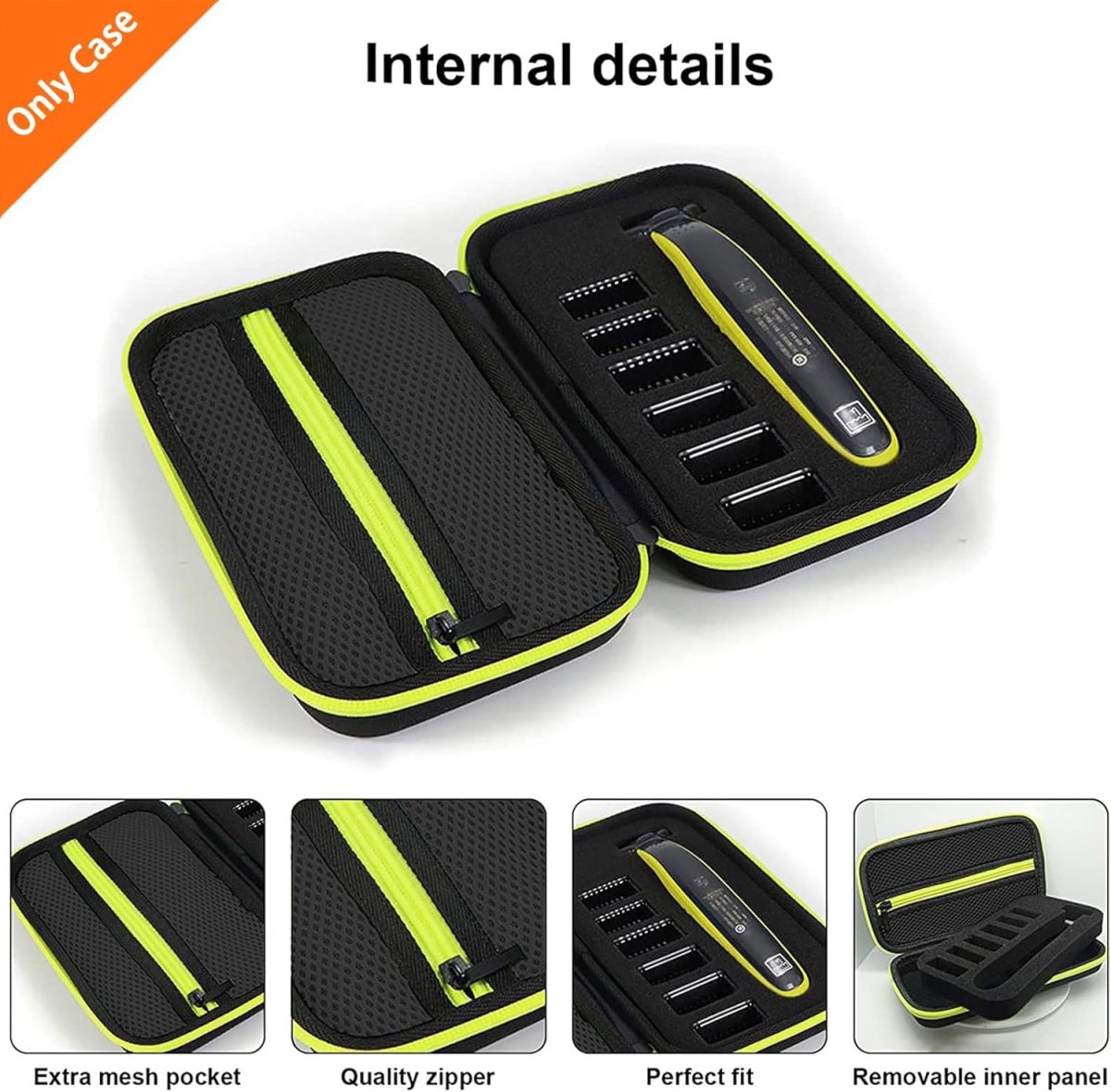 ⁦Travel Organizer Carrying Bag for One Blade Hybrid Electric Trimmer and Shaver, Hard Case Compatible for One Blade QP2520 QP2530 QP2620 QP2630⁩ - الصورة ⁦4⁩
