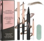 Magical Eyebrow Pen Set, 3-in-1 Liquid Microblading Eyebrow Pencils for Women, Waterproof, Quick-Drying, Upgraded Square Angled Tip for Wild Natural-Looking Brows, All Day (Brown)