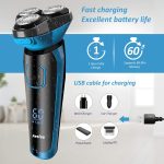 ⁦Aesfee Electric Shaver for Men Waterproof Wet and Dry, Men's Electric Razor Cordless Rechargeable 3D Rotary Electric Shaving Razors with Pop-up Trimmer, LCD Display, Travel Lock⁩ - الصورة ⁦4⁩