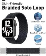 ⁦Dado Braided Solo Loop Nylon Strap for Apple Watch, Elastic Bracelet for Series Ultra 2 | 9 | 8 Ultra | 8 | 7 | 6 | 5 | 4 | 3 | SE with metal connectors⁩ - الصورة ⁦4⁩