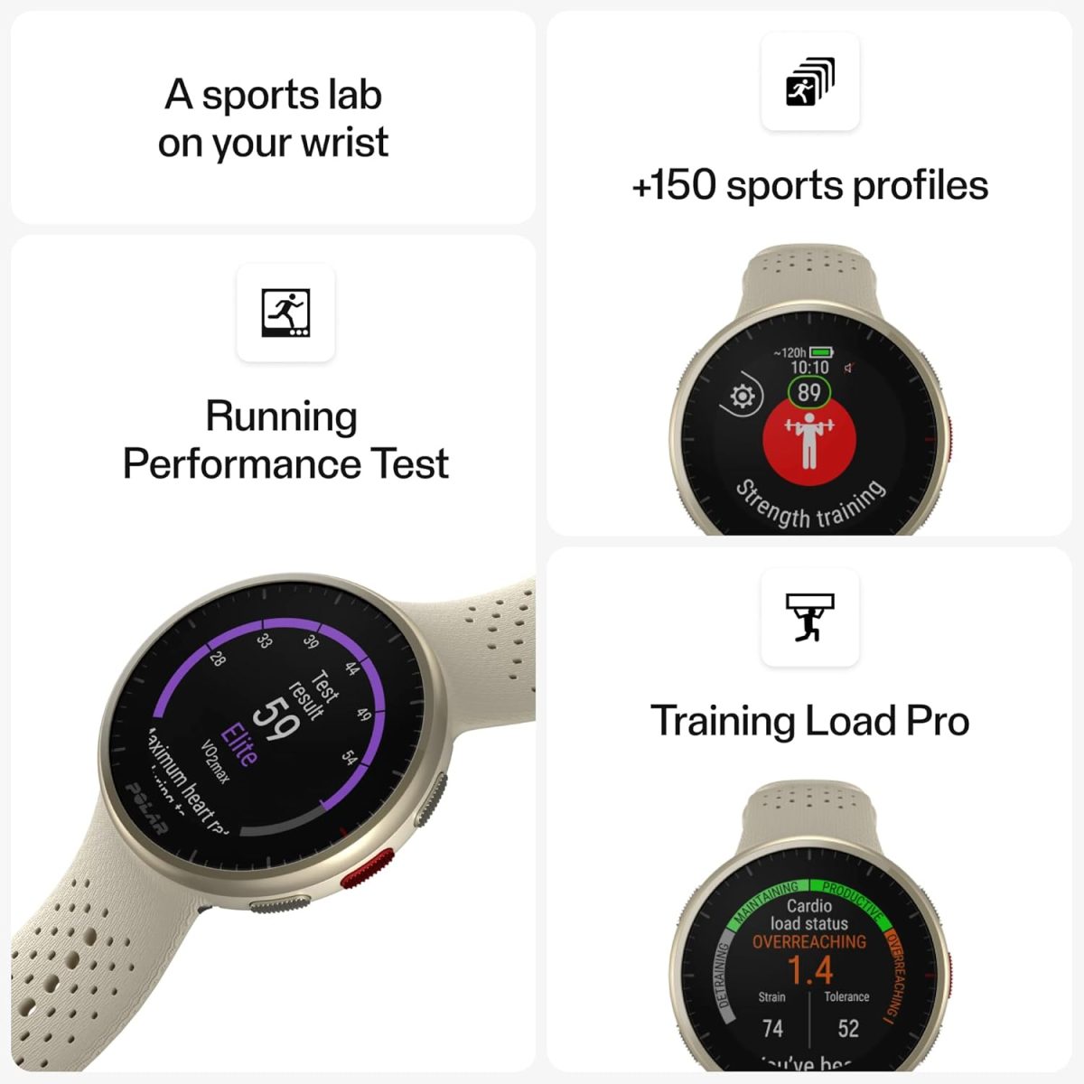 ⁦Polar Pacer Pro Advanced Ultra-Light GPS Fitness Tracker Smartwatch for Runners with Training Program & Recovery Tools; S-L, for Men or Women, Champagne Gold⁩ - الصورة ⁦3⁩