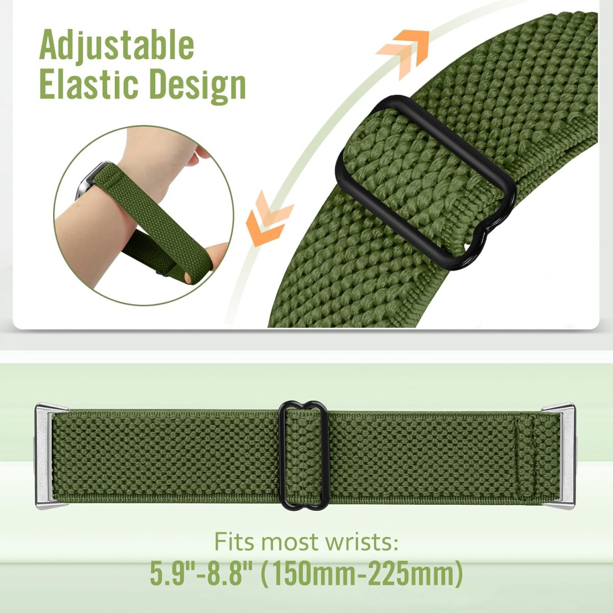⁦XANS 2 Pack Elastic Bands Compatible wtih Huawei Watch Fit 3/Fit 4/Fit 4 Pro - Solo Loop Nylon Breathable Adjustable Wirststraps for Women Men⁩ - الصورة ⁦4⁩