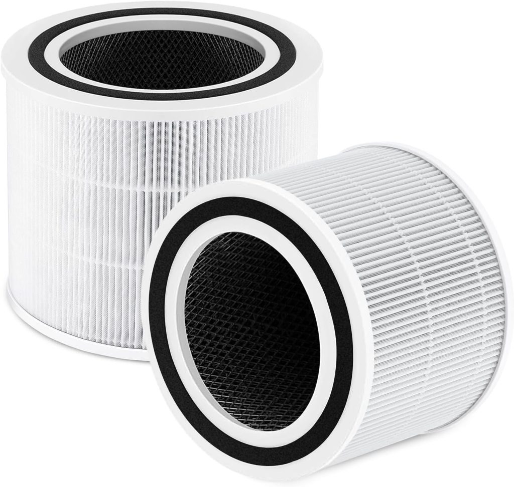 PINREK 2-Pack Core 300 300S H13 True HEPA Replacement Filter for LEVOIT Air Purifier - 3-Stage Carbon Cleaner for Home Bedroom Dorm, Pure Air for Dust Allergens Odors, Replaces Core 300-RF(White)