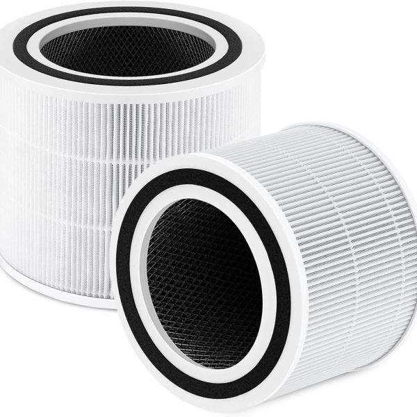 PINREK 2-Pack Core 300 300S H13 True HEPA Replacement Filter for LEVOIT Air Purifier - 3-Stage Carbon Cleaner for Home Bedroom Dorm, Pure Air for Dust Allergens Odors, Replaces Core 300-RF(White)