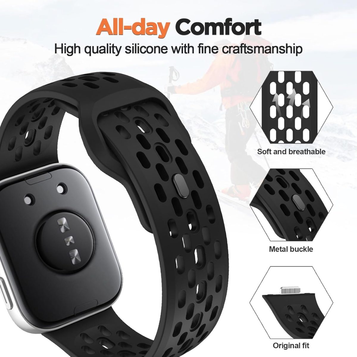 ⁦XMUXI Compatible with Huawei Watch Fit 4 Pro Band Silicone Replacement Bands Quick Release Sport Straps for Huawei Watch Fit 3 Strap⁩ - الصورة ⁦3⁩