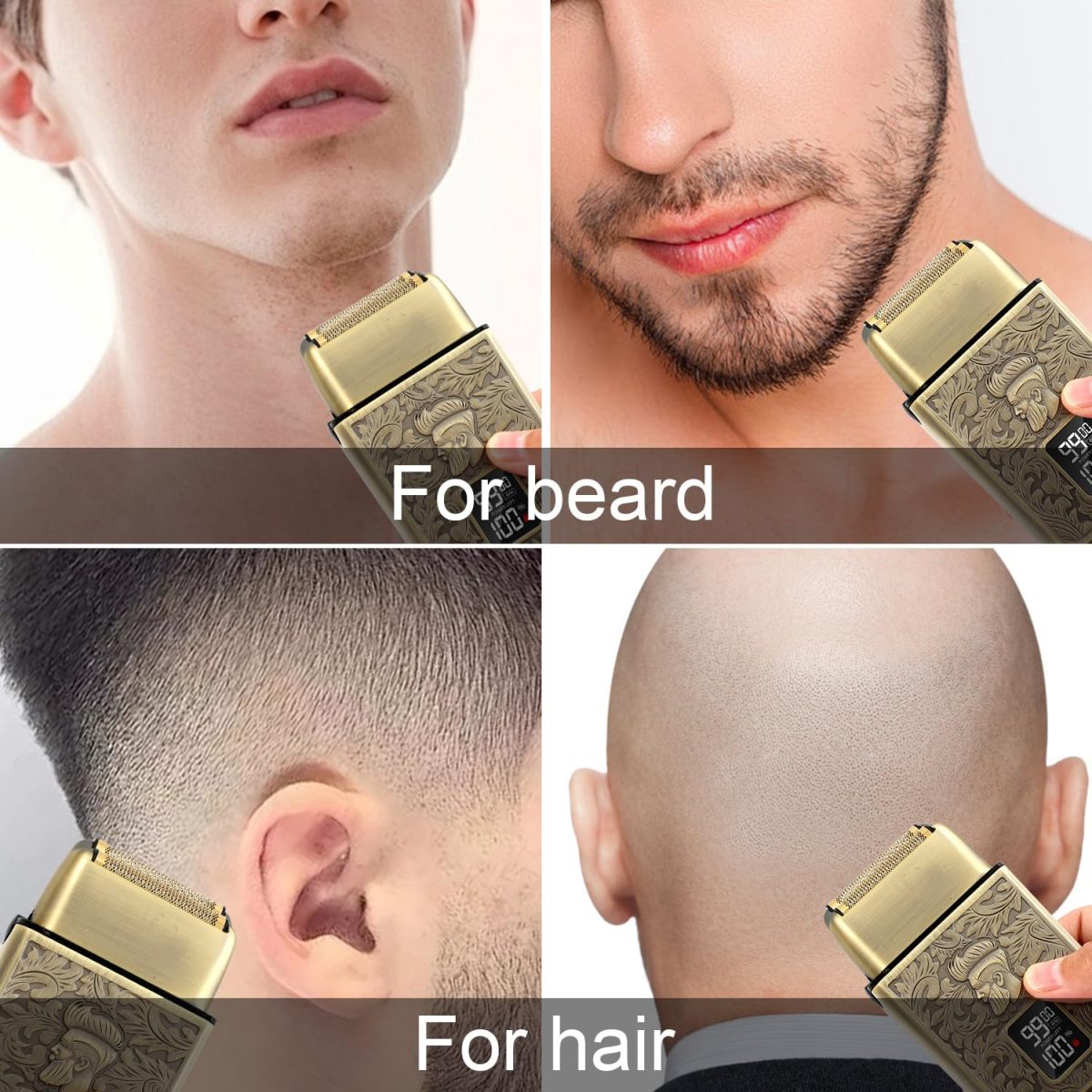 ⁦Foil Shaver for Bald Men with 3 Adjustable Speeds – Rechargeable Shaver with LED Display for Face & Beard – Professional Grooming Tool for Barbers or Home Use – Ideal Gift for Men⁩ - الصورة ⁦7⁩