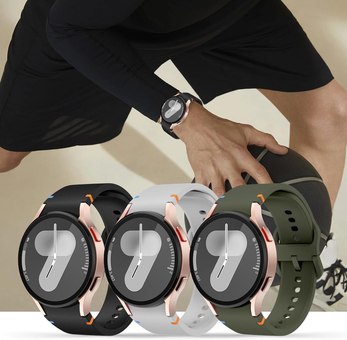 ⁦Silicone Strap Compatible With Samsung Galaxy Watch 7/6/5/4/FE 40mm 44mm, Quick Release No Gap Watch Band for Galaxy Watch 6 Classic/4 Classic 43mm 47mm 42mm 46mm Sport Wristbands⁩ - الصورة ⁦7⁩