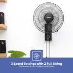 ⁦Geepas 16-Inch Table Fan | 3 Speed Settings With Oscillating/Rotating And Static Feature | Electric Wall Mount Cooling Fan For Home, Green House, Work Room Or Office Use | 2 Year Warranty⁩ - الصورة ⁦4⁩