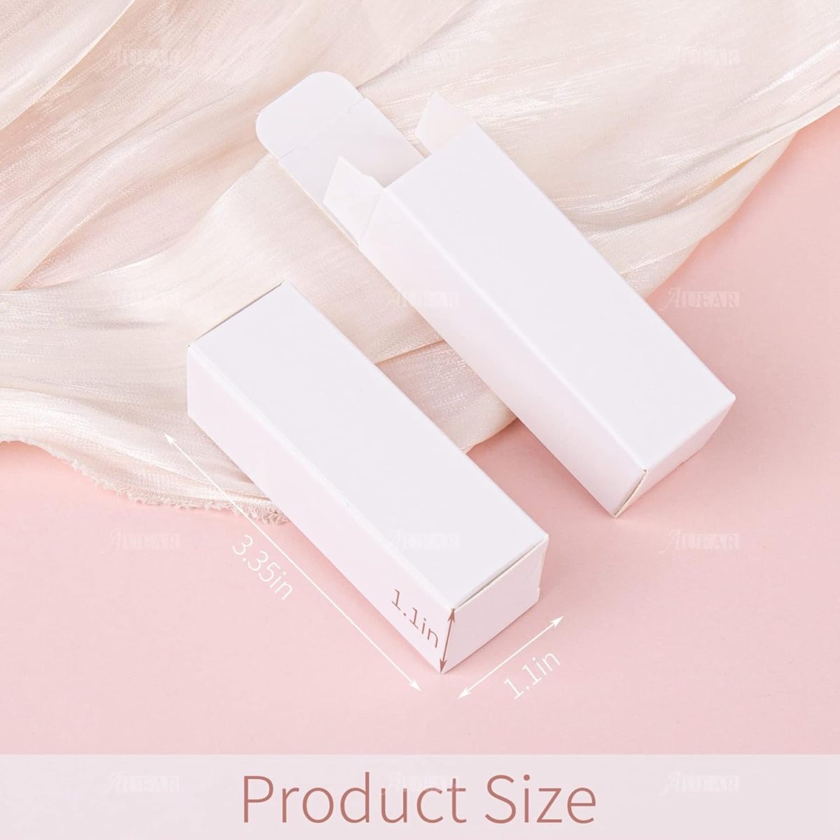 ⁦AUEAR, 50 Pack White Kraft Paper Lipstick Boxes Empty Lip Gross Box 3.35'x1.1'x1.1' Rectangle Lip Balm Boxes Perfume Essence Oil Packaging Cases for DIY Lip Gloss Gift Packing⁩ - الصورة ⁦3⁩