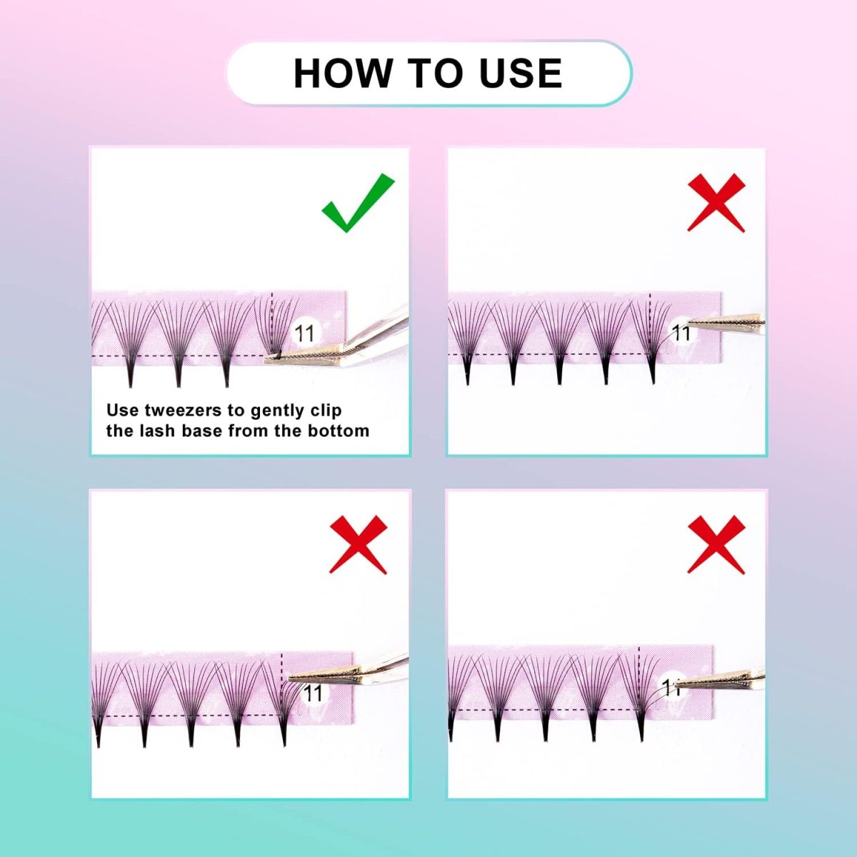 ⁦Eyelash Extensions 3D 4D 5D 6D 8D 9D 10D Thickness 0.07/0.1 C/D Curl Eyelashes Middle Stem & Long Stem Heat Bonded Premade Fans Russian Volume Lash Extensions Supplies (Middle Stem 10D-0.07-C-8-15mm)⁩ - الصورة ⁦5⁩