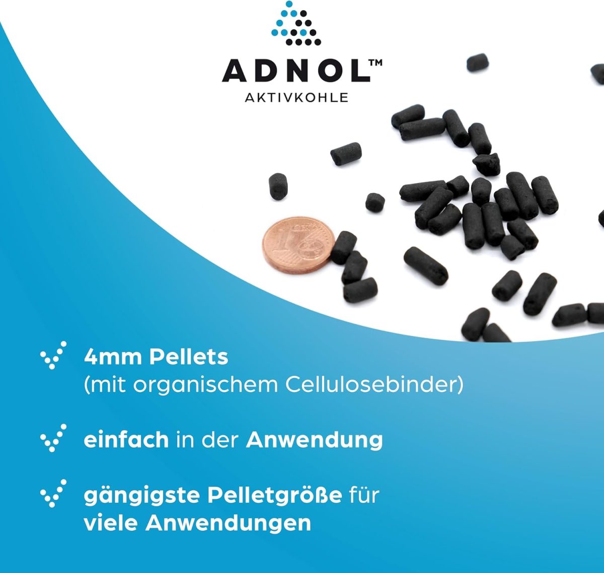 ⁦ADNOL® Activated carbon pellets 3 litres made of hard coal for air purification and gas cleaning e.g. for cooker hoods, CTC30, diameter 4 mm, energy class A, can be used as a carbon filter⁩ - الصورة ⁦7⁩