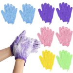 Beibi 8 Pairs of Exfoliating Bath Gloves, Exfoliating Scrub Gloves, Dead Skin Cell Removal Solvent, Exfoliating Shower Accessories for Showers, Spas, Massages and Body Scrubs for Men, Women and Kids