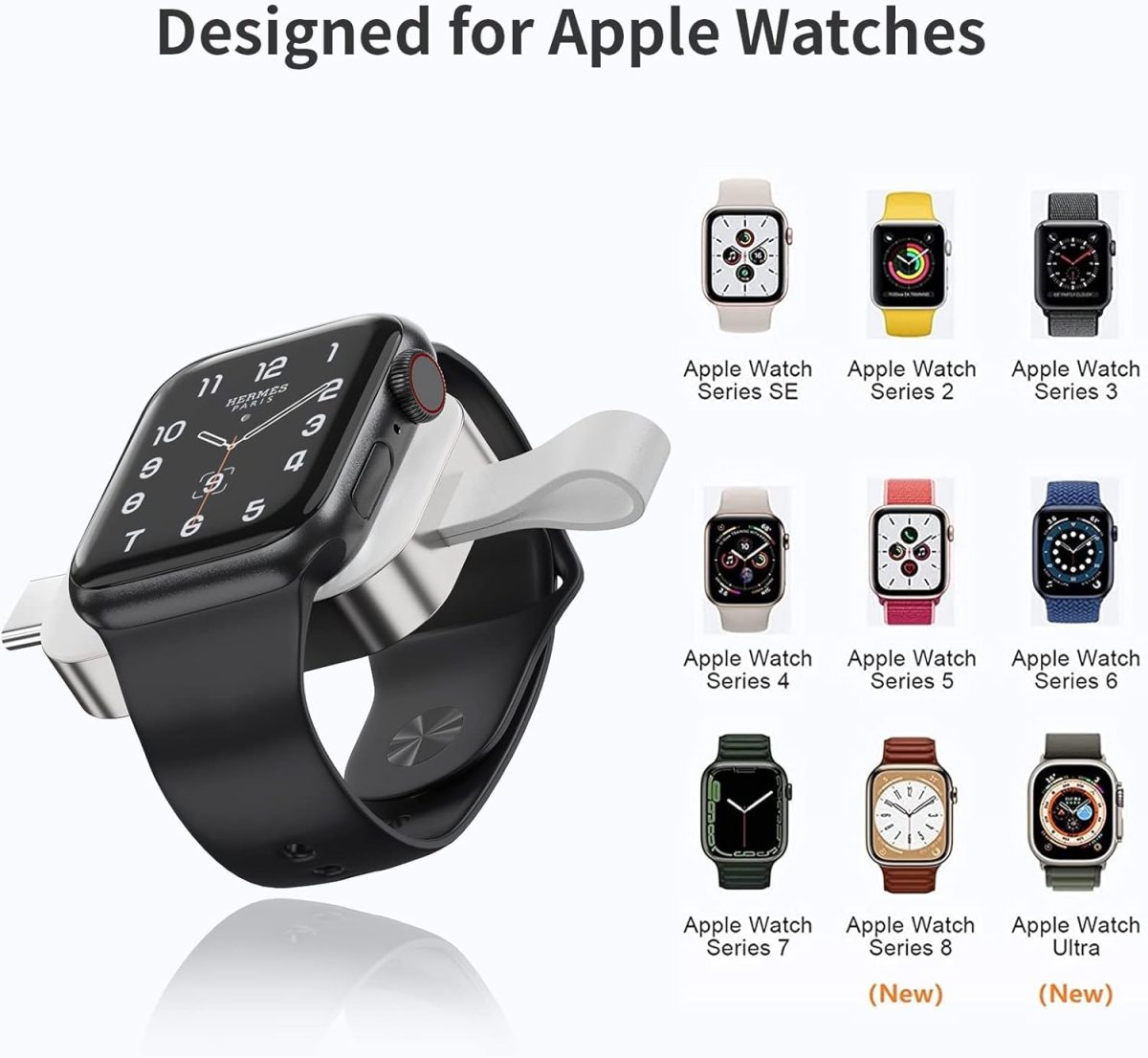 ⁦Excefore Portable Apple Watch Charger，iWatch Wireless Charger with USB C Fast Charging Magnetic Travel Charger for Apple Watch Series 8 7 SE 6 5 4 3 2⁩ - الصورة ⁦2⁩