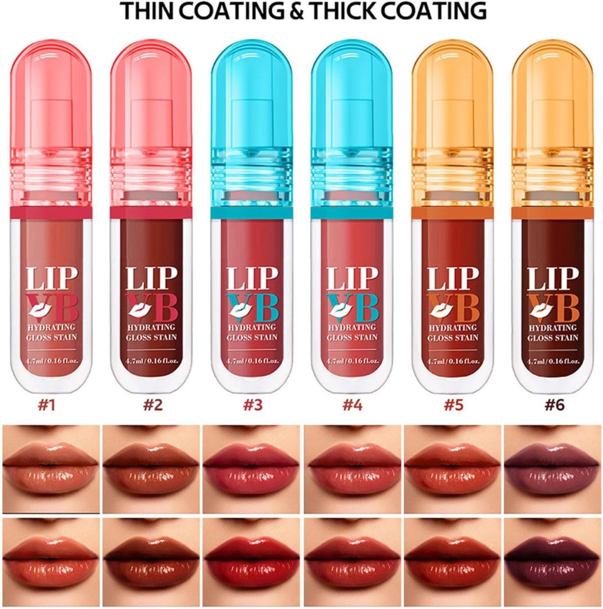 ⁦Lip Glaze - 4.7ml x Tinted Lipstick,Non-Sticky Nourishing Lipstick, Makeup Set for Travel Dating Wedding Commuting⁩ - الصورة ⁦7⁩