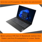 ⁦Lenovo V15 G4 Laptop, AMD Ryzen 5 7520U, 16GB DDR4 RAM, 2TB PCIe SSD, 15.6" FHD, AMD Radeon 610M, QWERTZ Keyboard, Windows 11 Pro, Office 2021, Black⁩ - الصورة ⁦7⁩