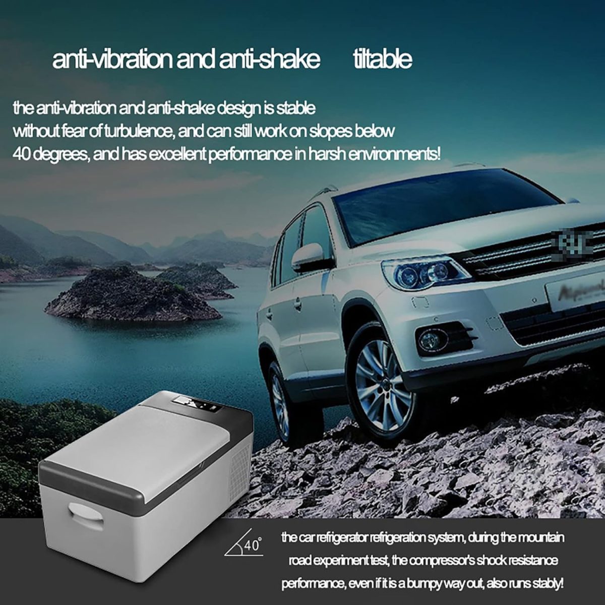 ⁦Car Fridge, 15L Portable Car Refrigerator,Phone App Adjusts The Temperature + 45° Shockproof + LED Lighting,AC+DC(/24V) Mini Fridge,For Camping, Road Trip, Picnic / -20℃ Zeenyi⁩ - الصورة ⁦5⁩