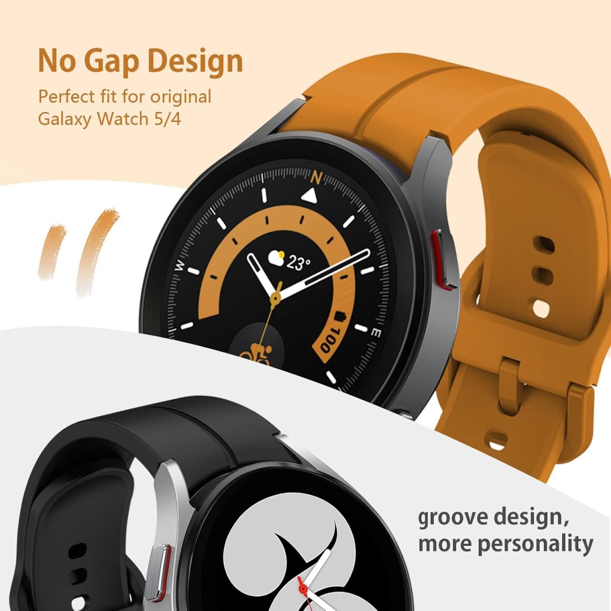 ⁦Band Compatible with Samsung Galaxy Watch 5/ Galaxy Watch 5 Pro 45mm/ Galaxy Watch 4 40mm 44mm/ Galaxy Watch 4 Classic 42mm 46mm, No Gap Silicone Replacement Strap with Colorful Buckle(5 Pack)⁩ - الصورة ⁦2⁩