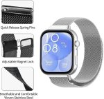 ⁦2 PCS Replacement Bands Compatible with Huawei Watch FIT4 Pro/ FIT3, Magnetic Loop Strap, Stainless Steel Wristbands Classic Business Style Metal Mesh Wristband (Black+Grey)⁩ - الصورة ⁦2⁩