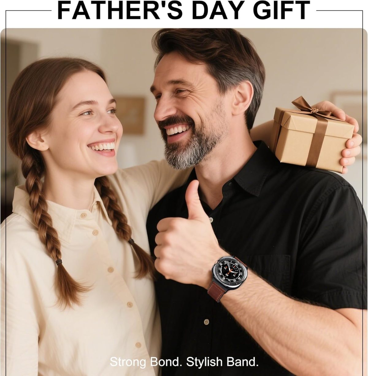 ⁦WestEagle Magnetic Leather Watch Band Compatible with Samsung Galaxy Watch Ultra 47mm (2024) Magnetic Buckle Design Adjustable Classic Wristbands Accessories Replacement Straps for Men and Women⁩ - الصورة ⁦4⁩